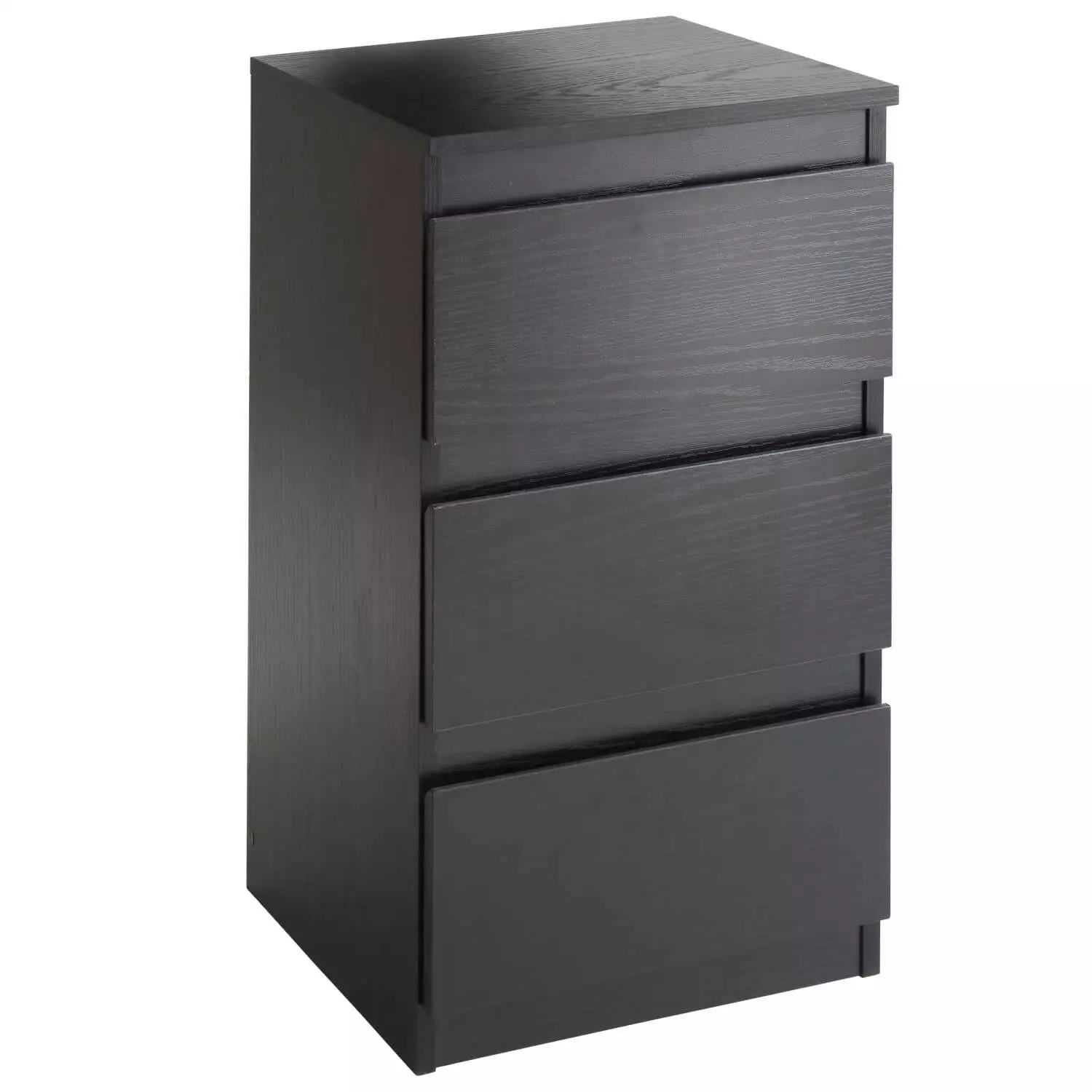 3 Drawer Black Bedside Cabinet Furniture Storage N